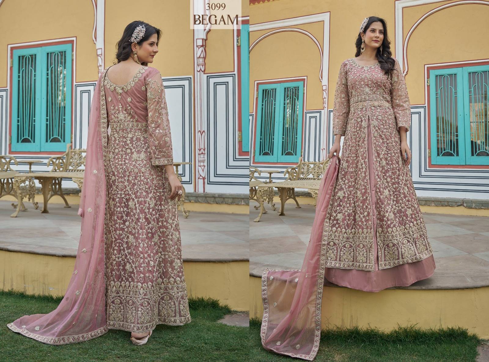 BEGAM By Senhora 3098 To 3099 Series Beautiful Festive Suits Colorful StylishPure Butterfly Net  Anarkali Gown At Wholesale Price